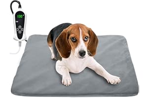 RIOGOO Pet Heating Pad, Upgraded Electric Dog Cat Heating Pad Indoor Waterproof, Auto Power Off (M: 18"x 18", Grey)