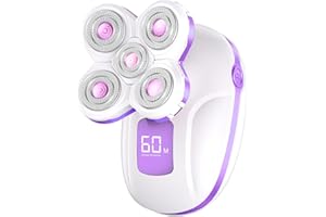 FISHCOVERS Electric Razors for Women, Rechargeable Rotary Painless Shaver for Legs Bikini Facial Hair Removal, Body Wet/Dry Razor Water Resistant Grooming Kit, Cordless Womens Trimmer for Lady Grooming (Purple)