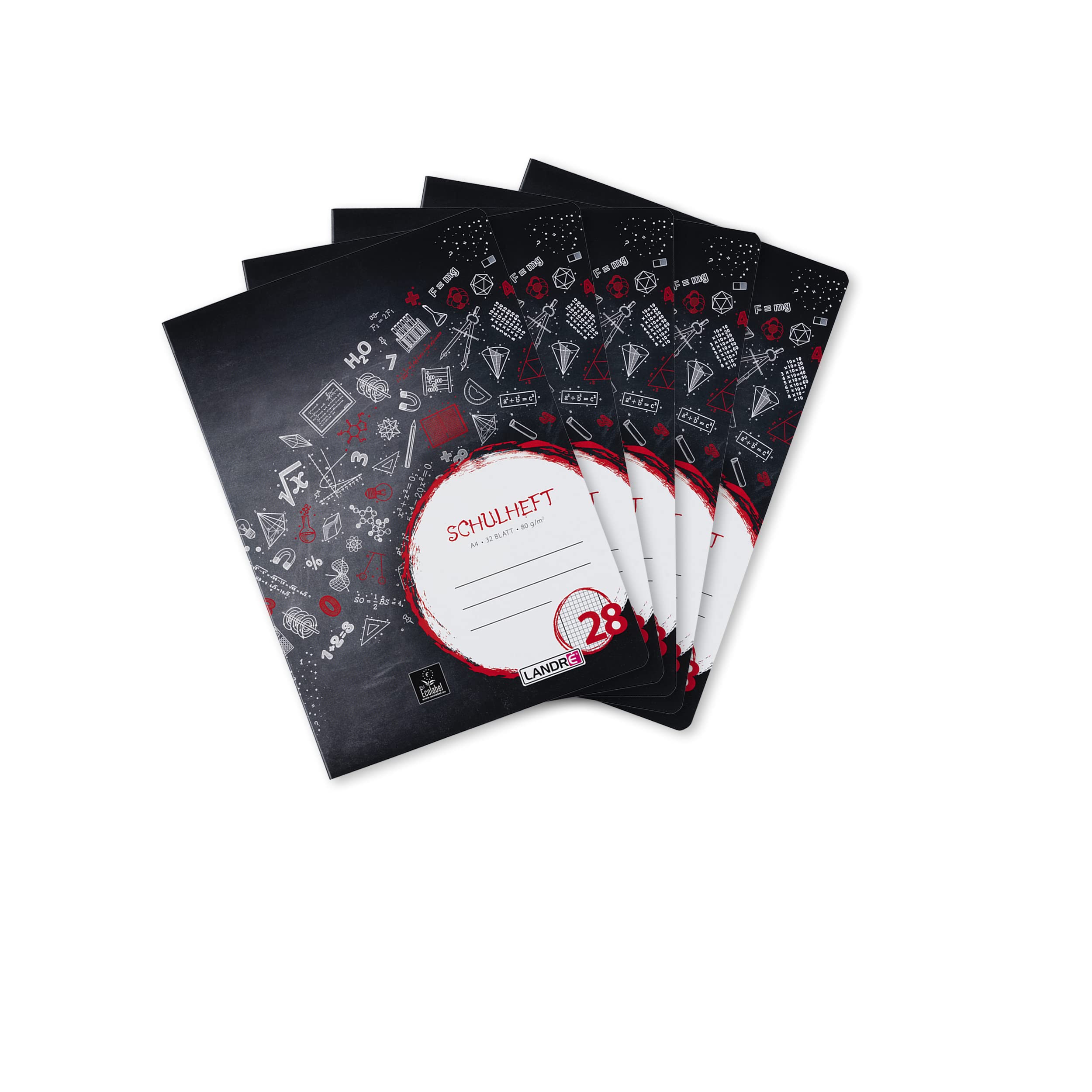 LANDRÉ Exercise Book A4 32 Sheets Type 28 Squared with Margin (Pack of 5)