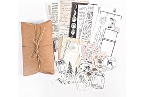 Knaid Vintage Scrapbook Supplies Pack, Decorative Moon Phase Plant Nature Retro Paper Stickers Collection for Junk Journal DIY Arts Crafts Album Bullet Journals Planners