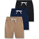 Liberty Pro 3-Pack Boys Athletic Jogger Shorts Soft Terry Pull On Sweat Shorts for Kids with Pockets & Adjustable Drawstring