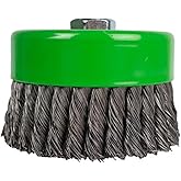 Forney 72756 6-Inch Knotted Wire Cup Brush | Features 5/8-11 threaded arbor and heavy-duty .020 carbon steel twist knots. Ideal for weld cleaning and rust removal.