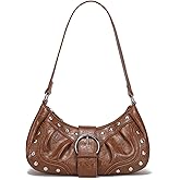 HIYOLALA Y2K Purse Small Shoulder Bags for Women with Rivets Punk Style Goth Grunge Emo Handbag