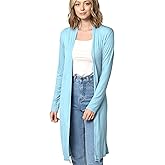 Made By Johnny Women's Solid Long Sleeve Open Front Drape Long Cardigan Duster - Comfortable & Stylish Outerwear