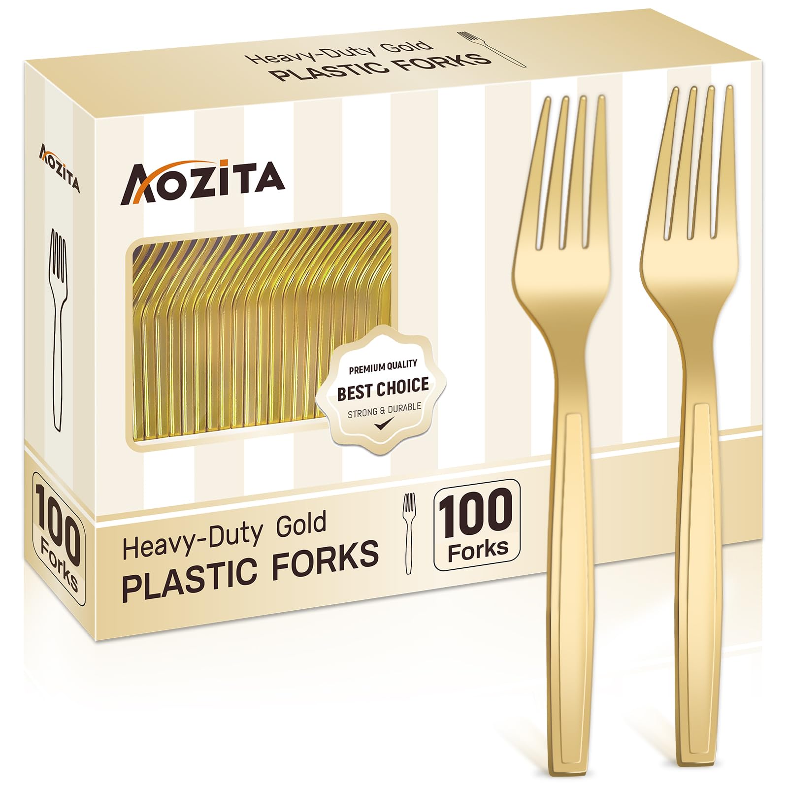 Photo 1 of 100 Pcs Gold Plastic Forks, Disposable Plastic Forks, Plastic Utensils for Parties, Weddings, Picnics, Big Event, Daily Use - BPA FREE