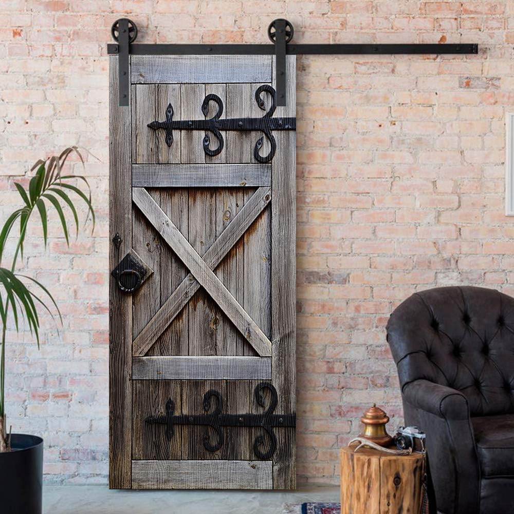 Modern Art Wood Grain Door Sticker, Peel and Stick Vinyl Door Mural