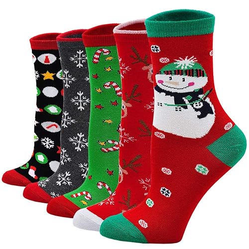 PUTUO Womens Funny Christmas Socks: Ladies Cotton Cute Animal Funky Socks for Xmas Gifting