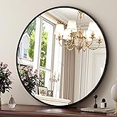 XRAMFY 30 Inch Round Mirror - Circle Mirrors for Bathroom, Entryway and Living Room Wall Decor, Modern Hanging Vanity Mirror,