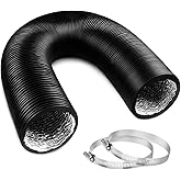 YIJUHOU 4 Inch 5 Feet Dryer Vent Hose, Flexible Aluminum Air Ducting for HVAC Ventilation, Fan Filter and Grow Tent, 2 Clamps