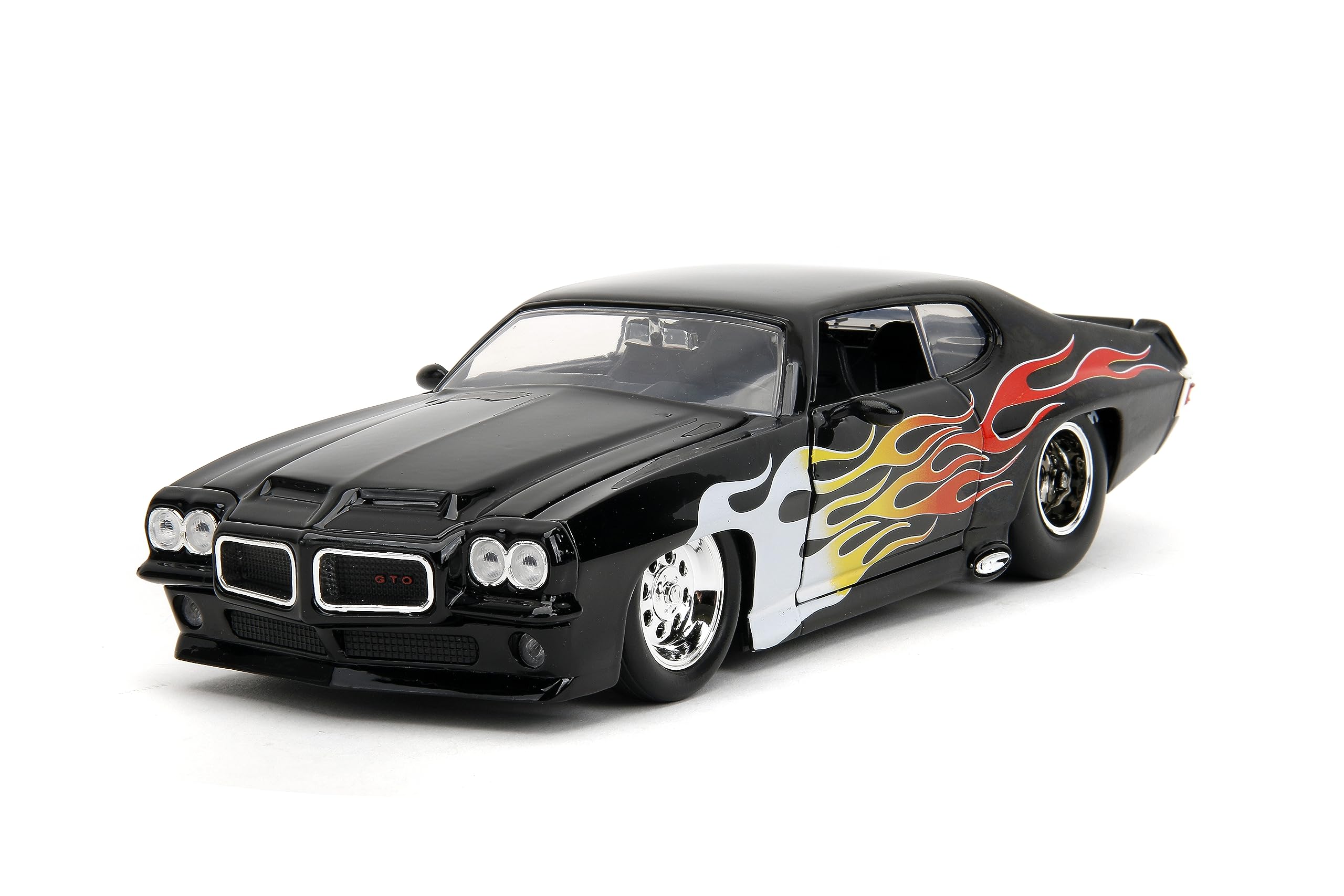 Photo 1 of Big Time Muscle 1:24 1971 Pontiac GTO Die-Cast Car, Toys for Kids and Adults(Black Flames)