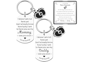 DESKINATOR 2pc Keychain New Mom Dad Gifts with Sweet Card for New Mommy Daddy To Be Pregnancy Pregnant for First Time Moms Expecting Mother Gifts for Christmas for Husband