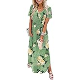 WIHOLL Women's Summer Short Sleeve Dresses Maxi Dress Vacation Beach Sundresses 2026 with Pockets