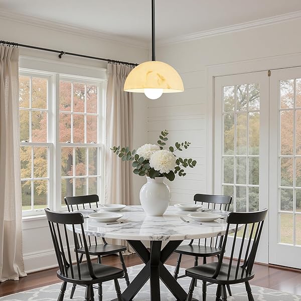 HAHZT MODERN PENDANT LIGHT FIXTURES: 10 INCH RESIN SHADE MID CENTURY CHANDELIER – ADJUSTABLE BLACK PENDANT LIGHTING FOR KITCHEN ISLAND LIVING ROOM BEDROOM