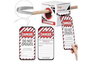 XUWAIDSGN 100 PCS Lockout Tags Roll Do Not Operate Tags Lockout Tagout Labels 6.25"x 3" with 100 Wires Loto Tag for Equipment Repair Lock Out Tag Out Heavy Duty Tear Resistant Waterproof
