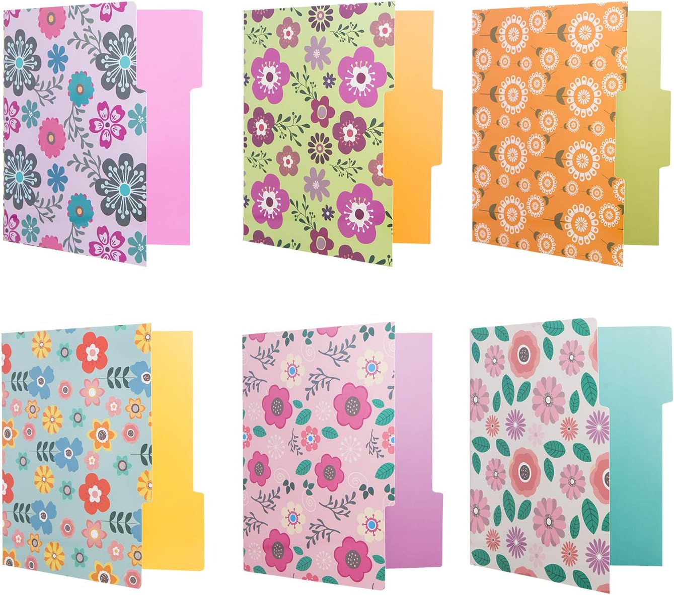 12 Cute File Folders -Floral File Folders & Colored File Folders in Vibrant Colors -Decorative File Folders -Pretty File Folders- 300 gsm Thick, Letter Size File Folders - 9.5 x 11.5 inch (Pack of 12) : Office Products