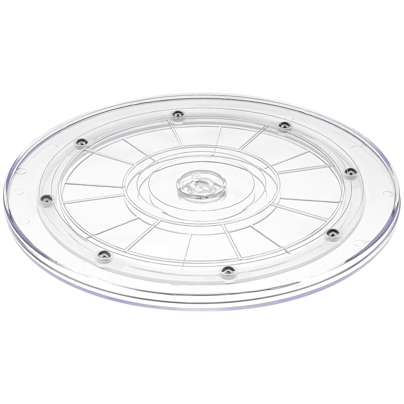 Kepfire Acrylic Lazy Susan Turntable 22.8 cm Clear Organizer Bearing Revolving Display Base Kitchen Pantry Cabinet Decorating Spice Cake Rack