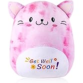 ZJoey Get Well Soon Gift Cat Plush Cow Stuffed Animal Hug Pillow Sympathy Gift Get Well Toy Gifts for Kids Boys Girls Women(Cat)