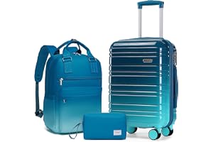 LARVENDER Carry on Luggage Sets 3 Piece, 20 Inch Suitcases, Ocean Breeze | 22x14x9 Airline Approved, Gradient PC+ABS Hardshel
