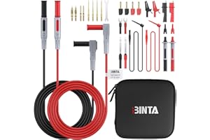 BINTA 28PCS Silicone Multimeter Leads Kit with Replaceable Gold-Plated Test Probes 4PCS Alligator Clips Test Hook Storage Bag