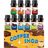 Fragrance Oil for Candle & Soap Making, Holamay Coffee Shop Set, Premium Aromatherapy Essential Oils for Diffusers for Home - Espresso, Cafe Mocha, Chocolate, Almond Biscotti and More, 10 x 5ml