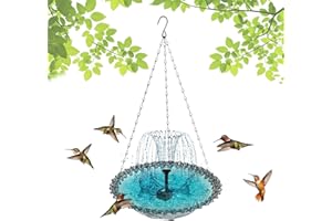 Solar Cascade Hanging Bird Bath Fountain,Outdoor Hanging Bird Bath with Solar Fountain,Large Humming Birds Baths Fountains,wi