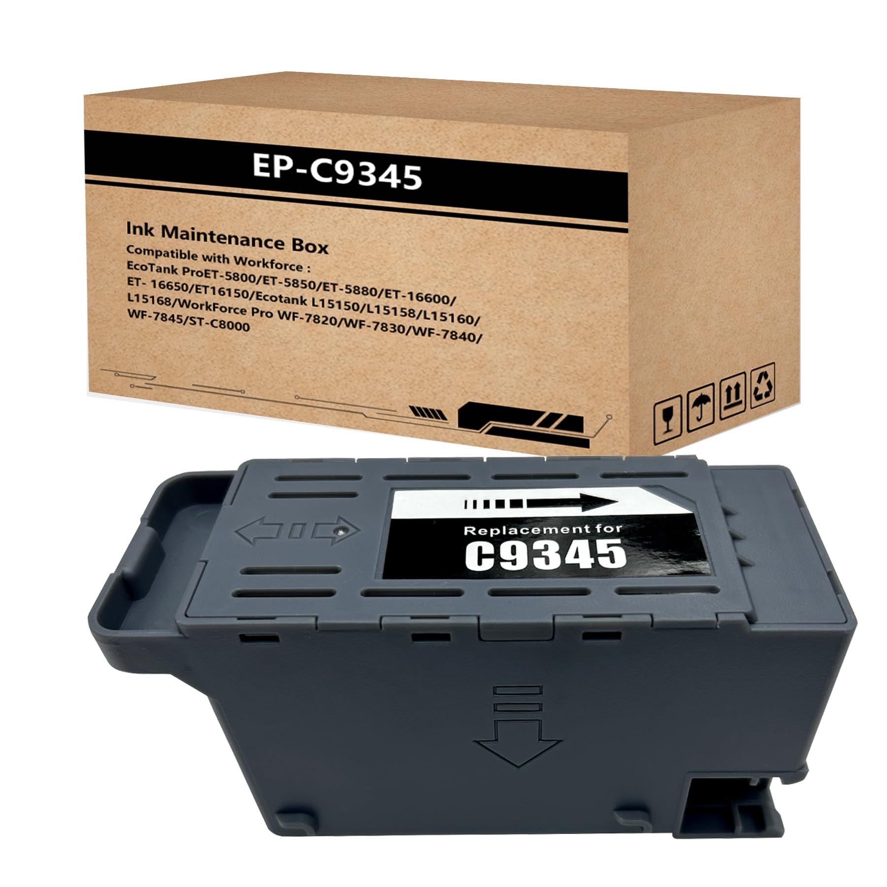 F-ink C9345 Maintenance Box Compatible with C12C934591 Ink Maintenance Box, Works with Pro ET-5800 ET-5880 ET-5850 ET-16600 ET-16650 ST-C8000 L15150 L15160 Printer