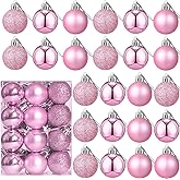 24 Count Mini Pink Ornaments for Mini Christmas Tree, Small Shatterproof Christmas Tree Ornaments Balls Party Decorations, 1.2 Inch
