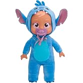 Cry Babies Tiny Cuddles Disney Stitch &ndash; 10.8-Inch Soft Baby Doll, Cries Real Tears, Includes Matching Pacifier, Interactive Toddler Toy for Kids 18+ Months
