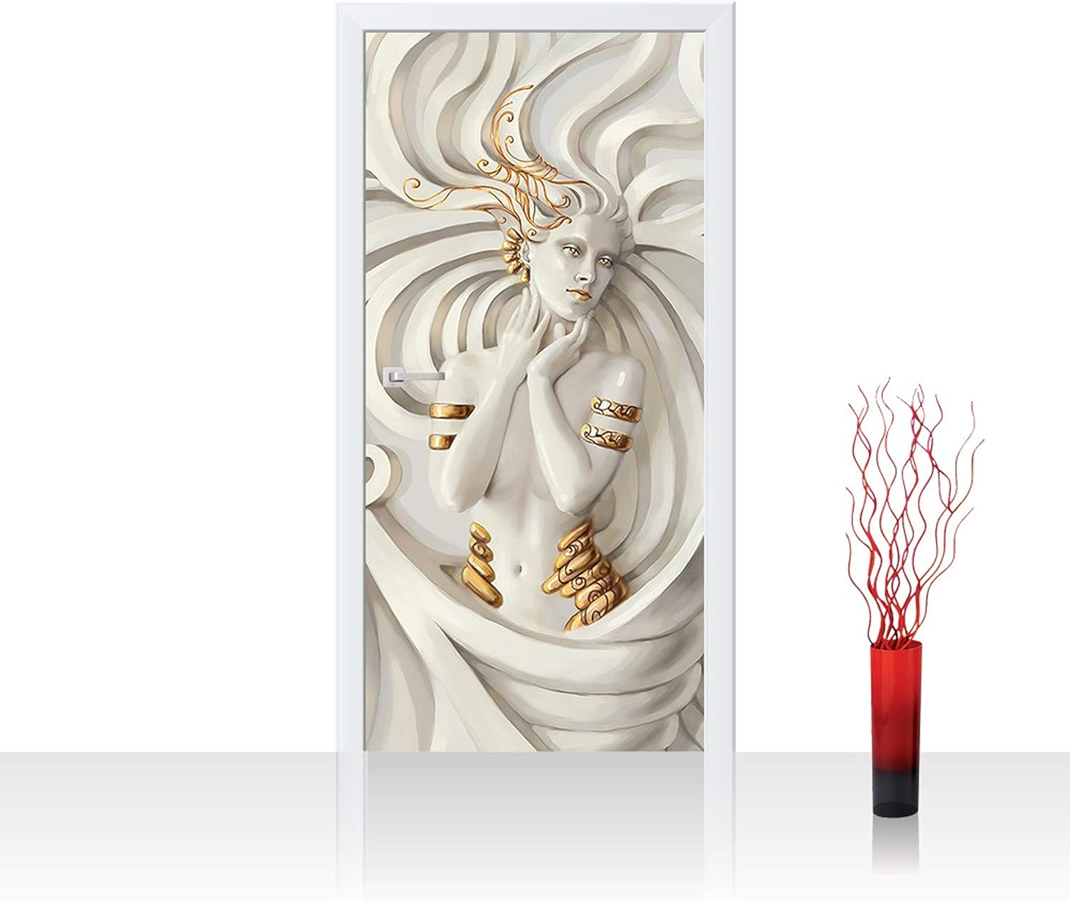 3D Türaufkleber 77x200cm - Selbstklebende Fototapete PVC Wasserfest Für Wohnzimmer & Kinderzimmer