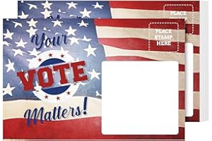 DYNAMICO 100 Bulk 4x6" Voting Postcards Your Vote Matters Patriotic Red, White and Blue American Flag Theme With Blank Back for Message to Voters - Mailable, Made In The USA