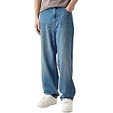 Dcincell Men's Baggy Jeans Loose Fit Y2k Skater Denim Pants Casual Vintage Fashion Straight Leg Hip Hop Trousers
