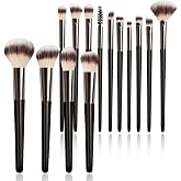 Makeup Brushes, 14 Pcs Travel makeup Brush Set, Brown | Fibrous bristles, high density, fluffy, one-handle design，for Foundation, Concealer, Blush and Eyeshadow Brush