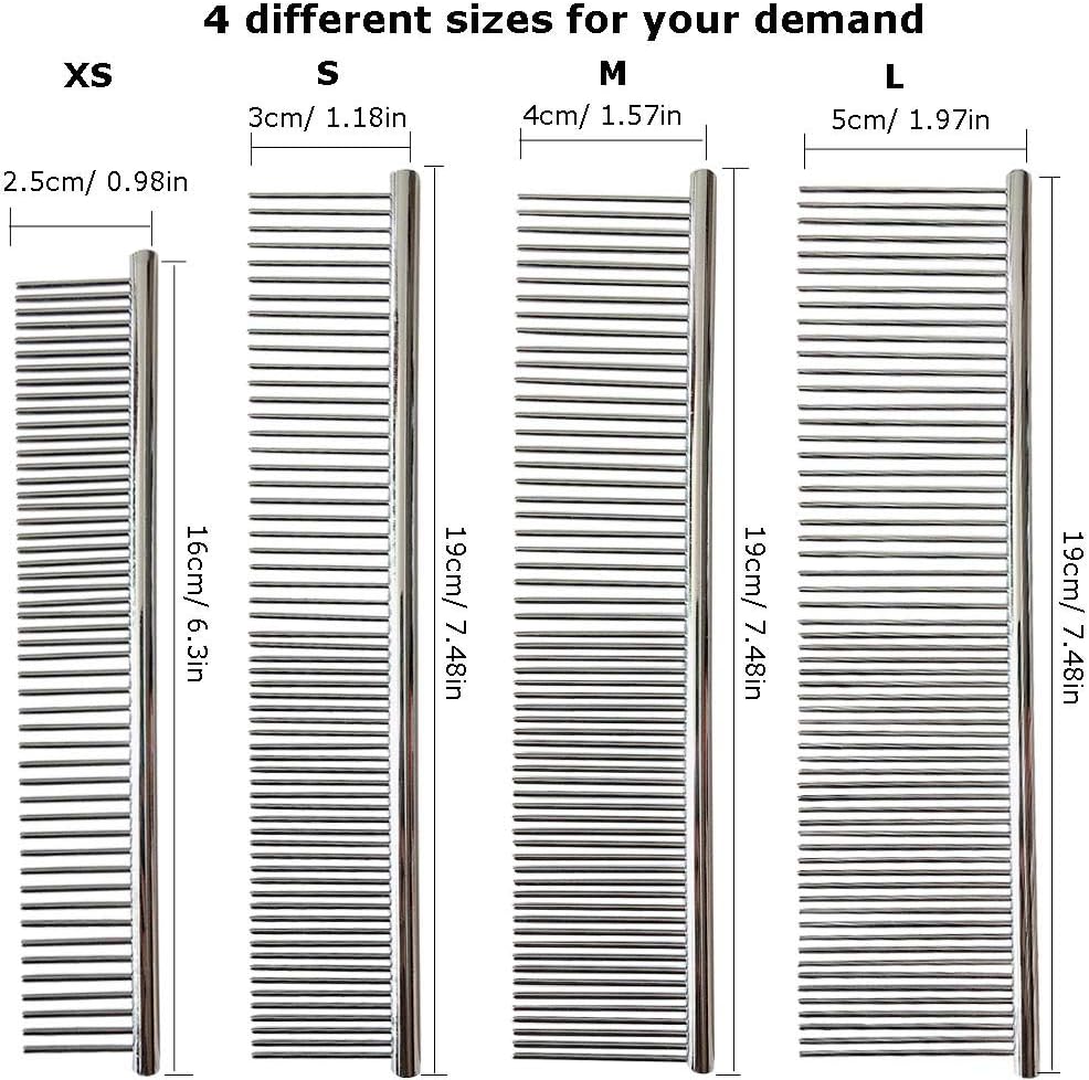 Stainless Steel Pet Comb, 4 Pack Pet Grooming Steel Comb with Rounded Teeth - Image 3