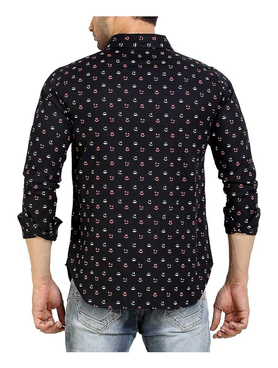 london bee men's cotton printed long sleeve regular fit shirt