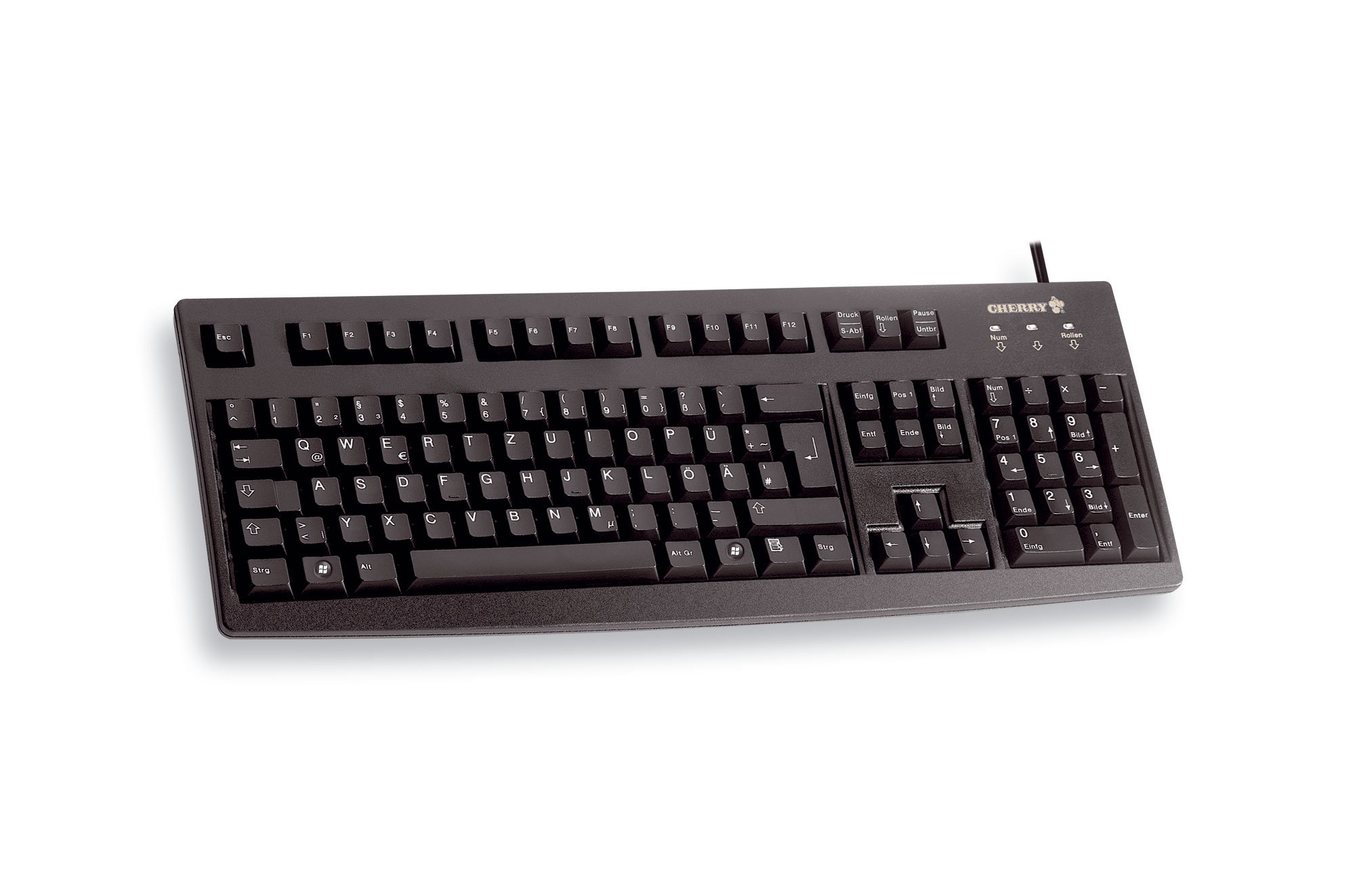 CHERRY G83-6105, Wired Keyboard for Industrial Applications, German/Cyrillic Layout (QWERTZ), Abrasion-Resistant Keys, Easy to Clean, Black