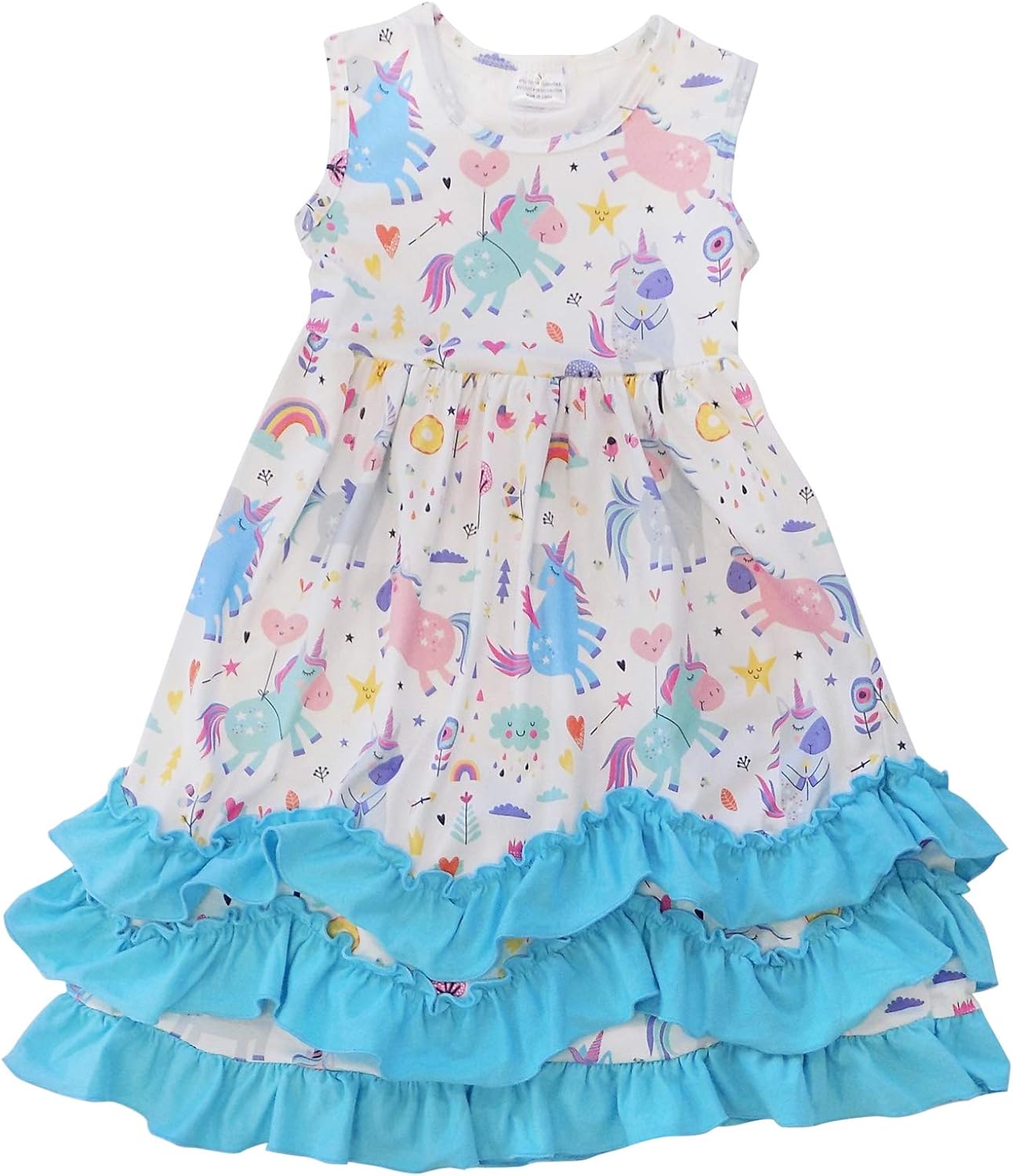 So Sydney Toddler Girls Flutter Short Sleeve or Lace Tank Cascading Ruffle Dress