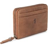BERLINER BAGS Full Grain Leather Small Wallet Women Elsa, Gift Box, Brown | Soft Leather Bifold Zip Wallet, Fits Purses &amp; Crossbody Bags, 6 Card Slots, 2 Cash Sections, Zipped Pocket, RFID Blocking