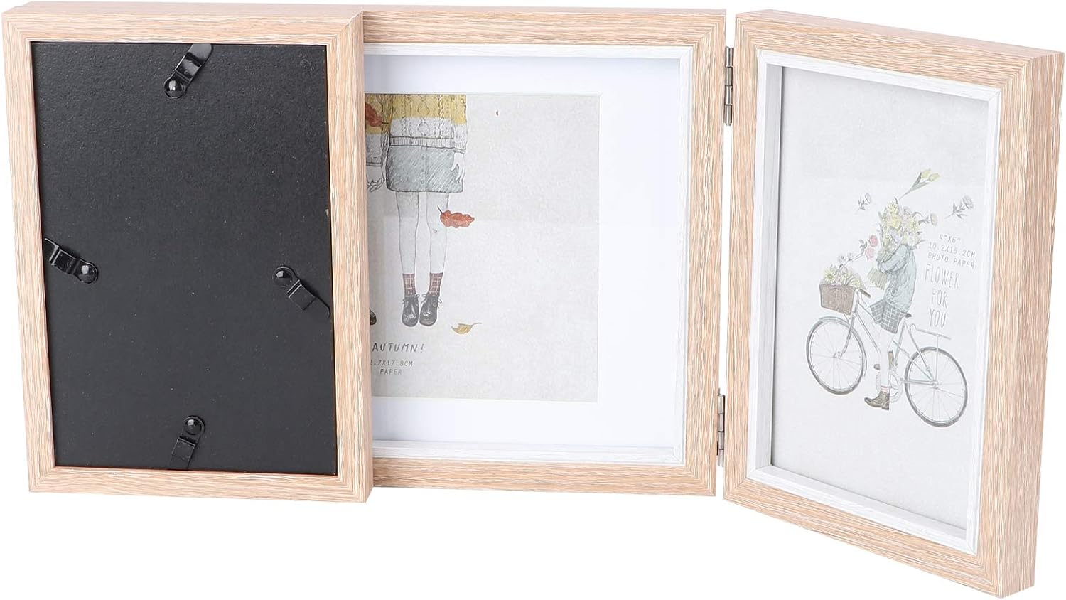 Garneck Triple Photo Frame Multiple Photos 6×4 and 7×5 Wooden Folding ...