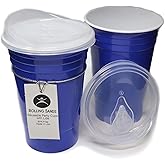 Rolling Sands Reusable BPA-Free 16 Ounce Blue Party Cups with Lids - 2 Pack, Made in USA