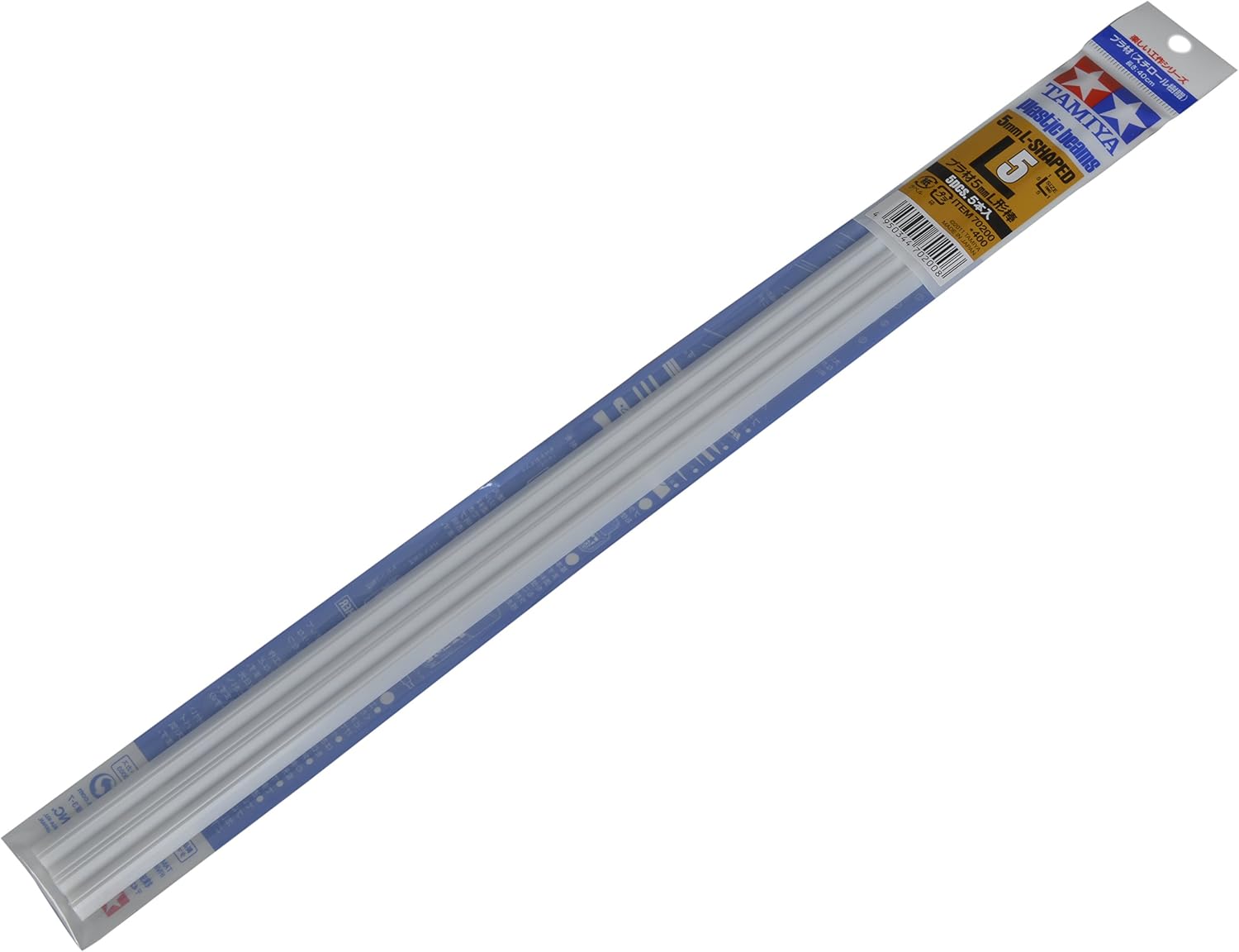 TAMIYA 70200 - L Profile 5 x 5 mm, Pack of 5, Plastic, 400 mm, White, Weiß, zzzz-s