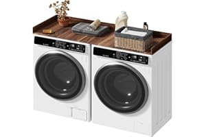 GIFZES Washer Dryer Countertop, 54" x 27.5" Laundry Room Organization Countertop,Large Space Laundry Topper for Folding Clothes Over Washer, Non-Slip Washing Machine Countertop Brown