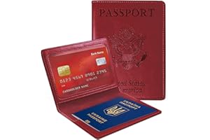 DUXESUK 1 Pcs Passport Holder and Vaccine Card Holder Combo, Travel Passport Wallet, Passport Cover Case for Women and Men (Red)