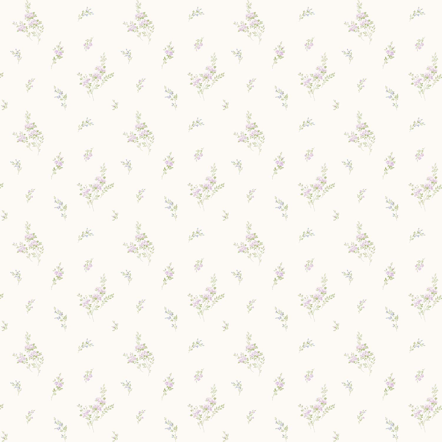Galerie G67919 Miniatures 2 Small Flower Sprigs Design Wallpaper, Purple/White, 10m x 53cm