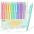 Shuttle Art Retractable Pastel Gel Ink Pens, 15 Pack Black Ink Pens, Cute Pens 0.5mm Fine Point for Writing Journaling Taking Notes School Office Home