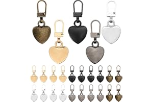 BULEVINA 20pcs Multicolor Zipper Pull Replacement Heart Shaped Metal Tabs Upgraded Premium Decorative Cute for Suitcase, Purse Handles, Luggage, Backpacks, Coats, Jackets, Handbags, and Pants, Repair Fasteners