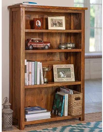 Modway Furniture Sheesham Wood Book Shelf With 4 Shelves For Study