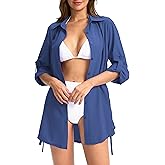 Women's UPF 50+ Long Sleeve UV Sun Protection Shirts Fishing Hiking Button Down Dress Shirt Swim Cover Up for Women