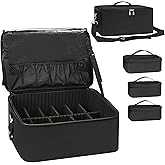 Relavel Makeup Bag Large Makeup Case Professional Cosmetic Storage Organizer Box Brush Holder with 3 Clear Set Bags for Makeup Artists with Shoulder Strap & Adjustable Dividers