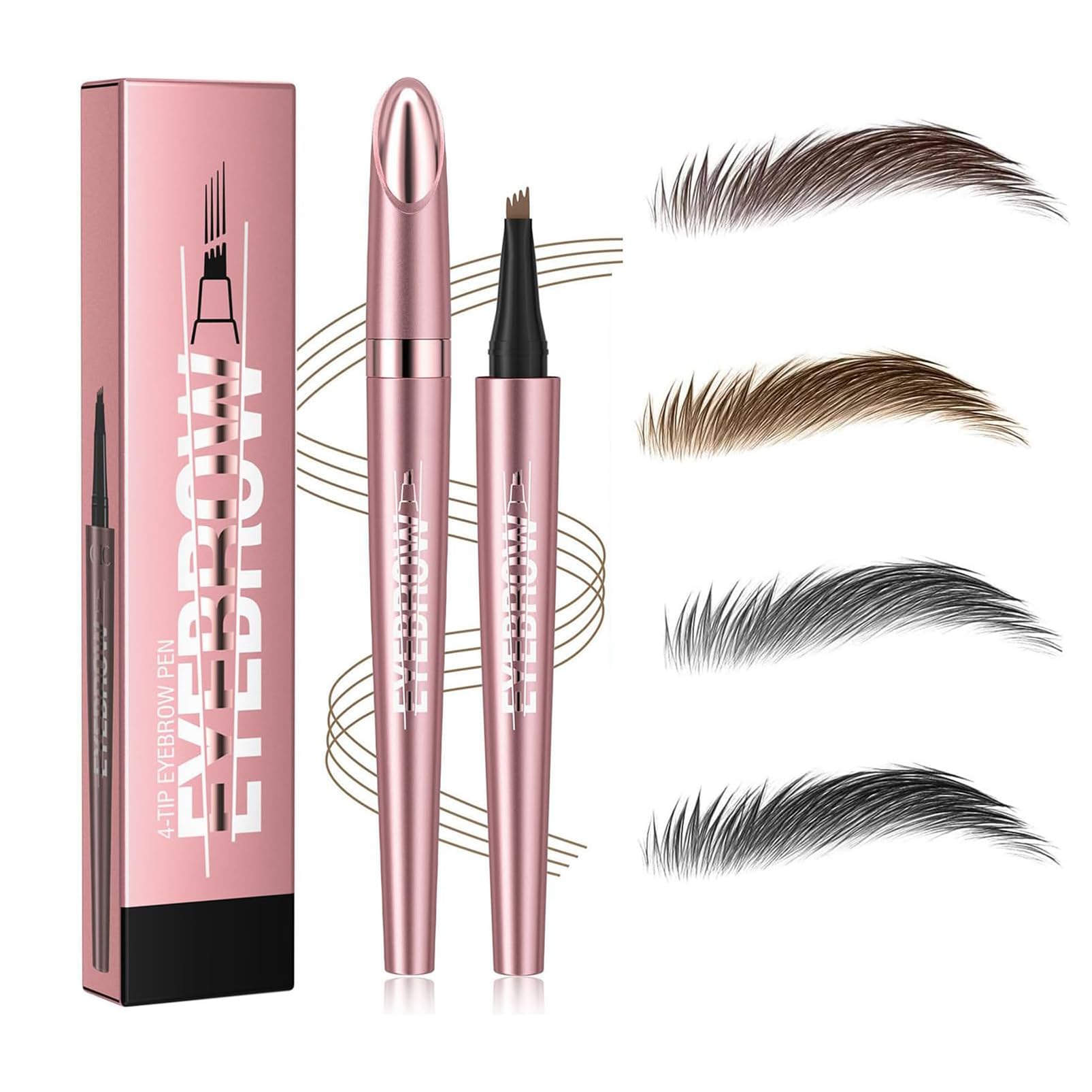 Magic 3D Waterproof Eyebrow Pencil, Brown Contouring Pen With 4-Tip Brow Tint for Makeup (1, 01-Light Brown)