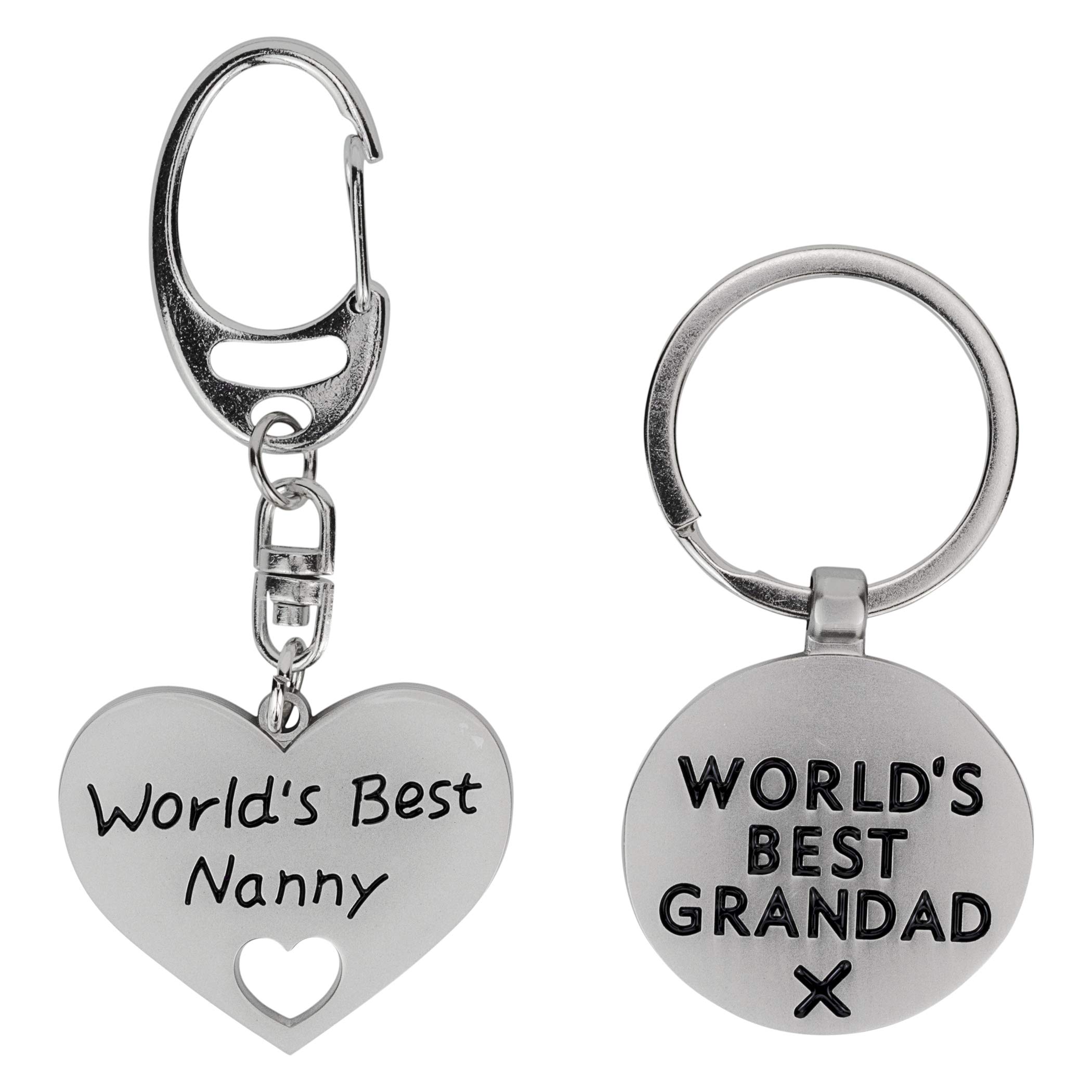 Metal Planet Ltd World's Best Nanny & Grandad Keyring Giftset - metal keyring set of 2